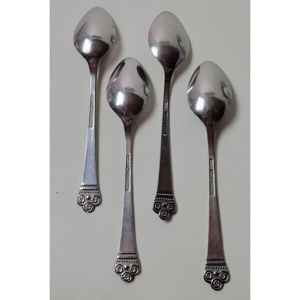 National Stainless Costa Mesa Teaspoons Set of 4 Japan Floral Scroll Vintage